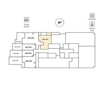 1 Bedroom, Type 1D - Ground Floor - Unit G01, Size 658.97 sq ft